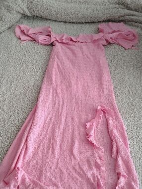 Free People Pink Off-Shoulder Ruffle Dress